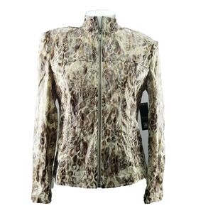 Toni Morgan Women's Leopard Print Light Weight Jacket w/ Shoulder Pads New Small